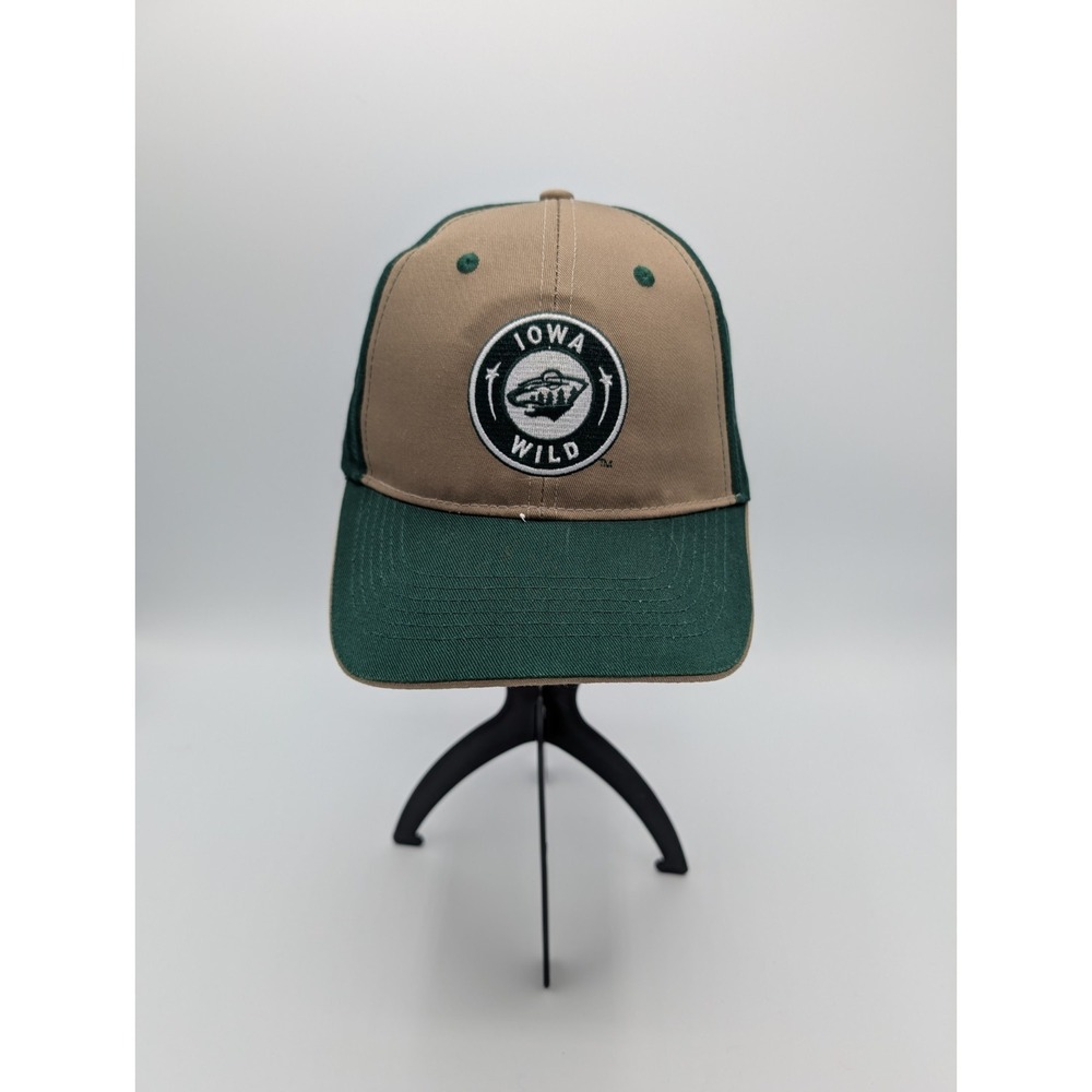 Iowa Wild Hat Cap Men's Adjustable Green Tan‎ Adult Strap Back Hockey